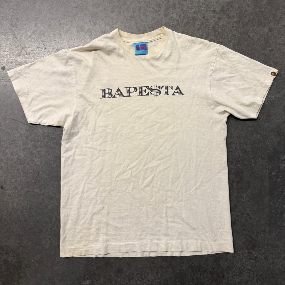 Bape A Bathing Ape Bapesta Dollar Sign Vintage T-Shirt Cream Large Japan